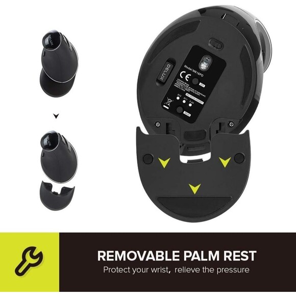 DeLUX Wireless Ergonomic 4000DPI, Vertical Mouse 6 Buttons, detachable palm rest - Picture 10 of 13